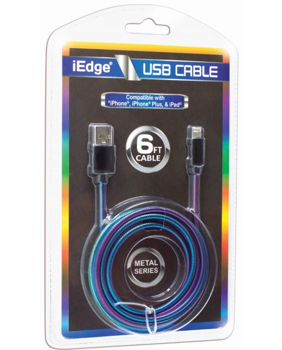 6 Ft Metal Rainbow iPhone USB Cable