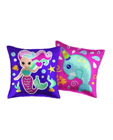 16" Mermaid/Narwhal Reversible Sequin Pillow