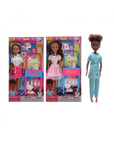 12" Veterinarian Doll and Pet Clinic Play Set African American