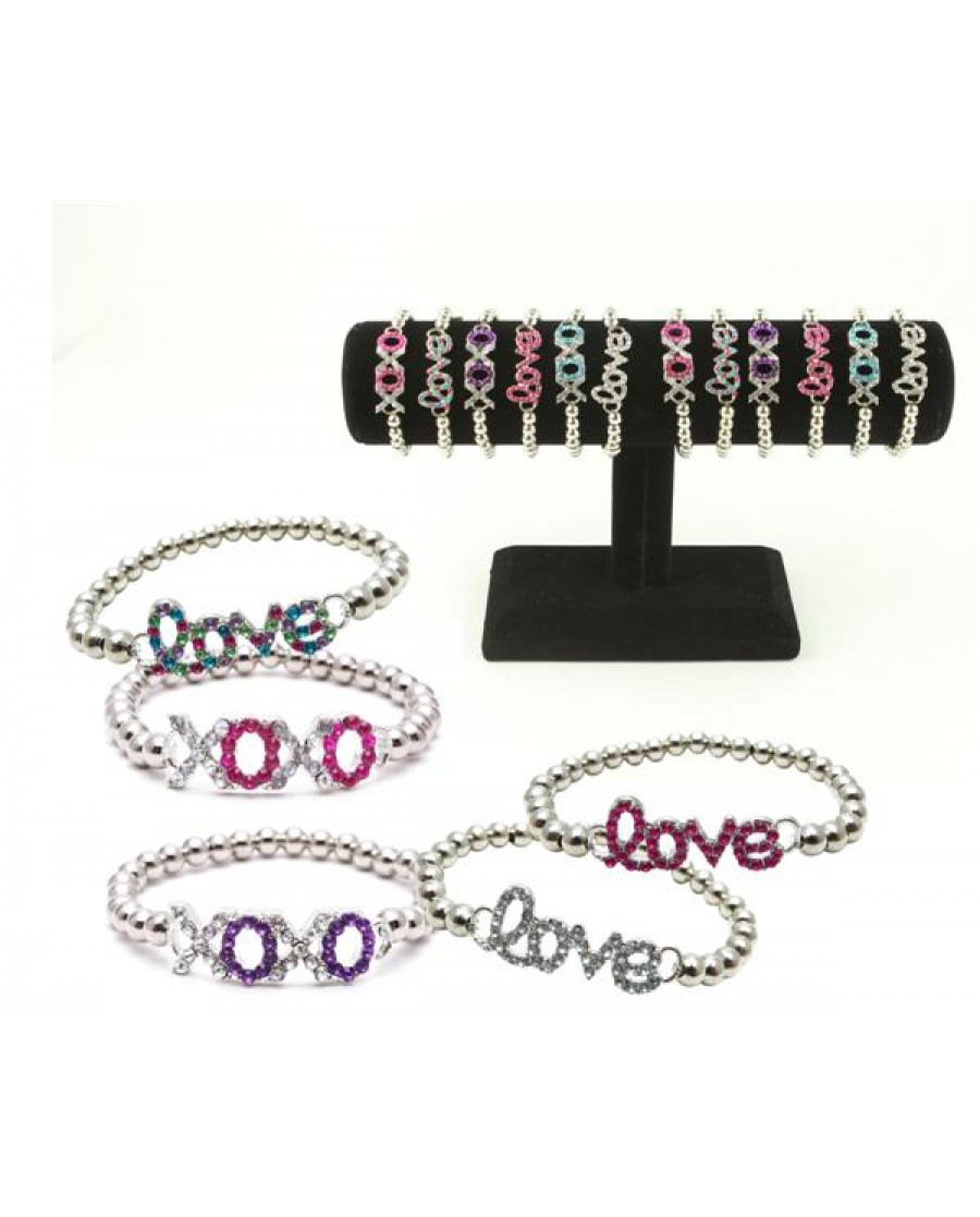 36 pc. Rhinestone XOXO & Love Icon Bracelets