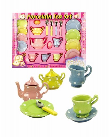 21 pc Porcelain Polka Dot Tea Set