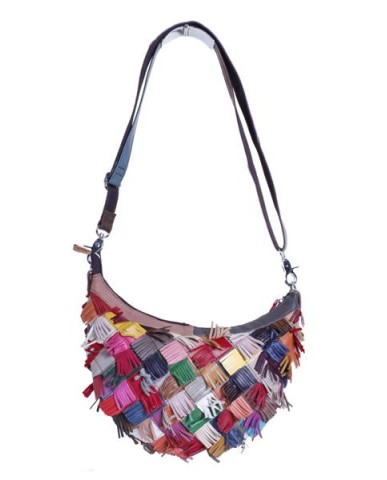 "Cascade" Multi Color Fringe Hobo Shoulder Bag