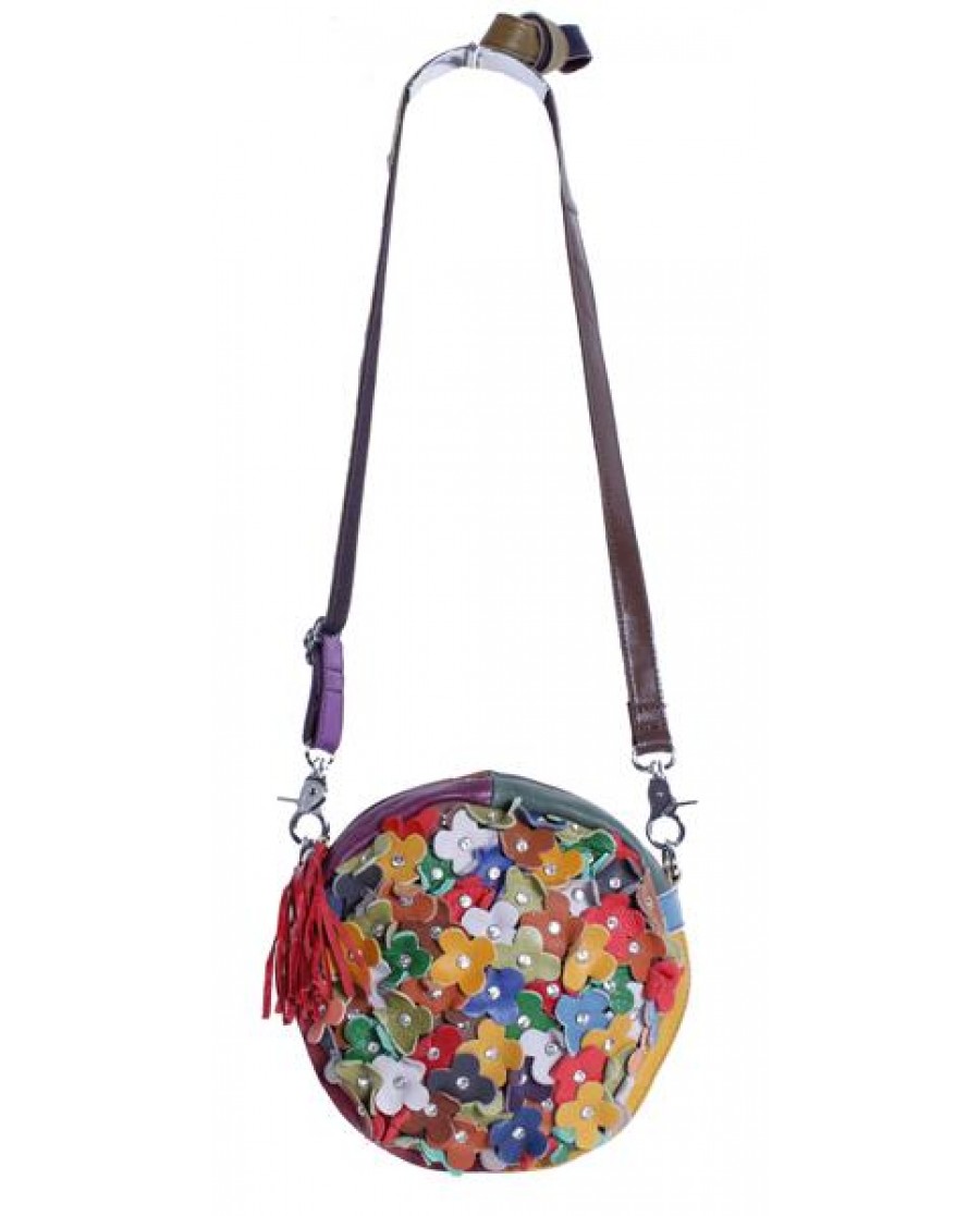 "Jardin" Multi Color Patch Floral Canteen Shape Bag 