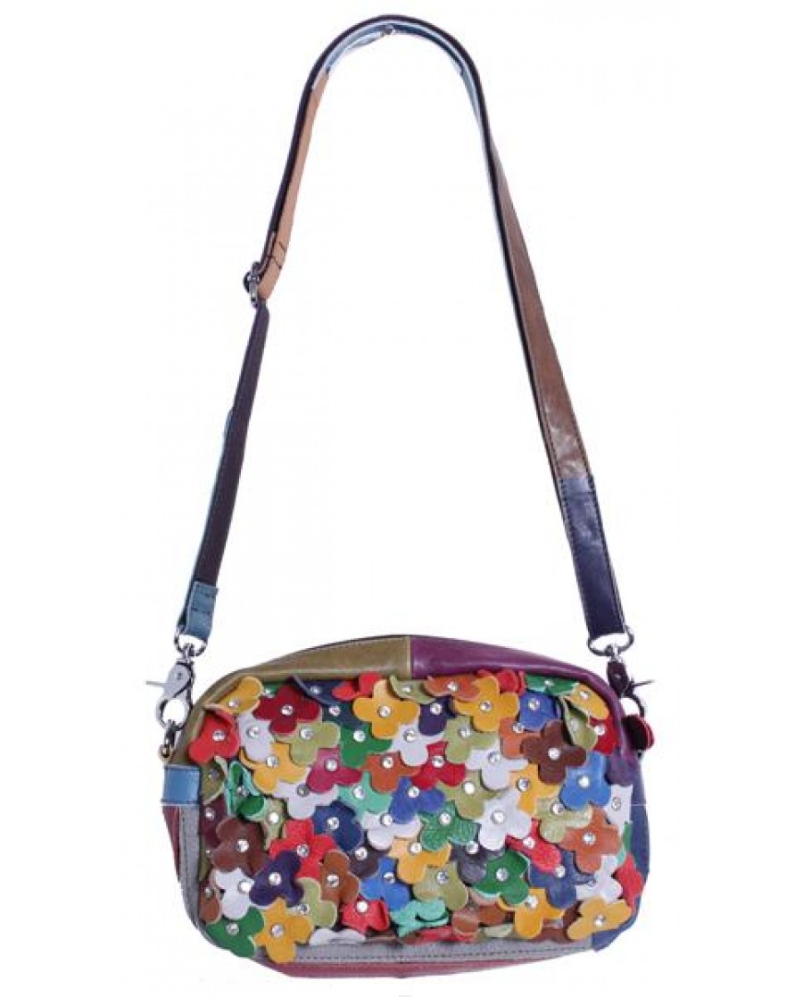 "Jardin" Multi Color Patch Floral Shoulder Bag