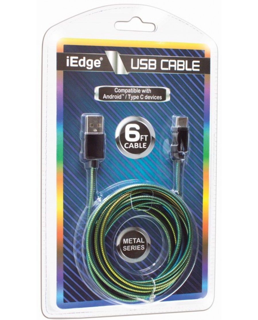 6 Ft Metal Rainbow Type C USB Cable