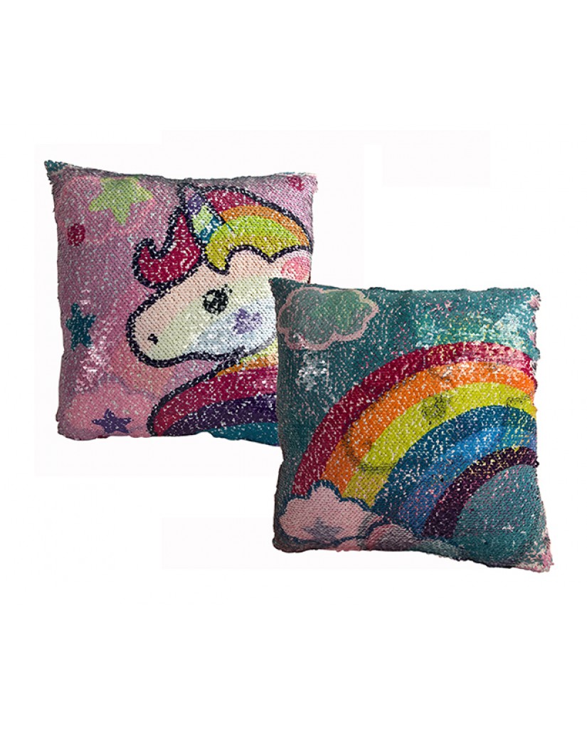 16" Unicorn/Rainbow Reversible Sequin Pillow
