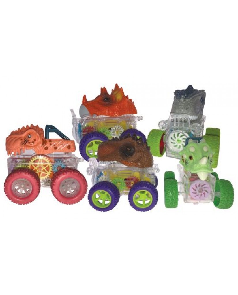 4" Friction Light Up Dino Gears Vehicles