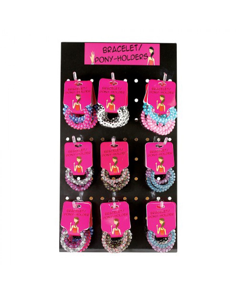 Assorted Polka Dot & Checkered 2-pack Coil Bracelet/Pony Tail Holders
